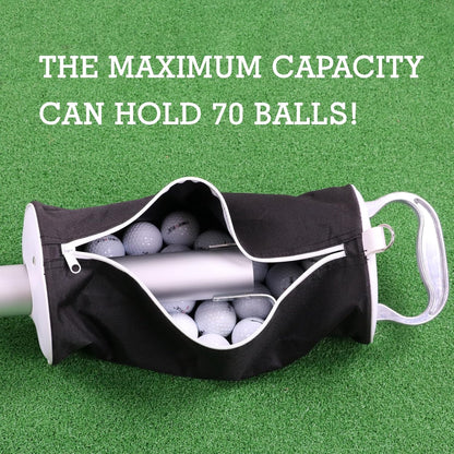 Golf Ball Shag Bag with Aluminum Handle and Frame | Shag Bag for Golf Balls Golf Ball Retriever | Hold up to 70 Balls (Black)
