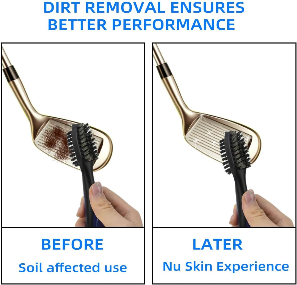 Golf Club Brush and Groove Cleaner Retractable Zip-Line Golf Cleaning Tool Golf Club Brushes with Aluminum Carabiner Oversized Head Spike Non-Slip Handle Grip Golf Club Cleaner Golf Bag Brush Tools