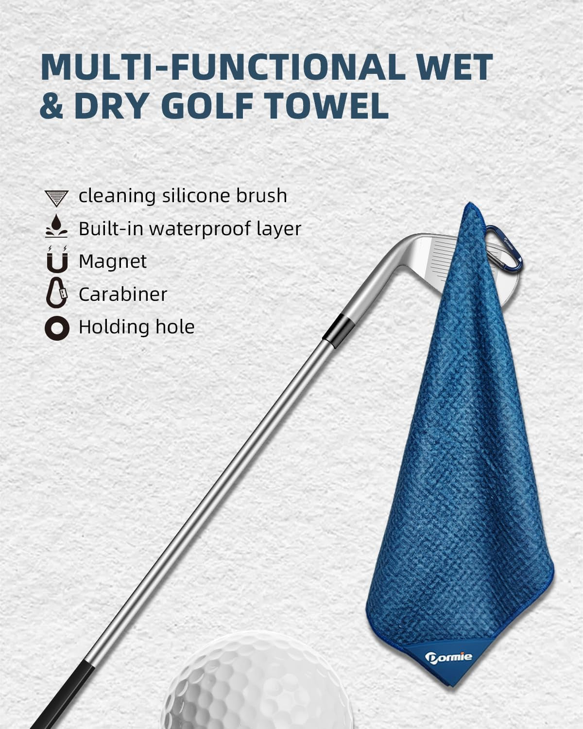 Golf Magnetic Towel - Premium Ultra-Absorbent Microfiber Golf Towel with Magnet for Golf Carts or Clubs