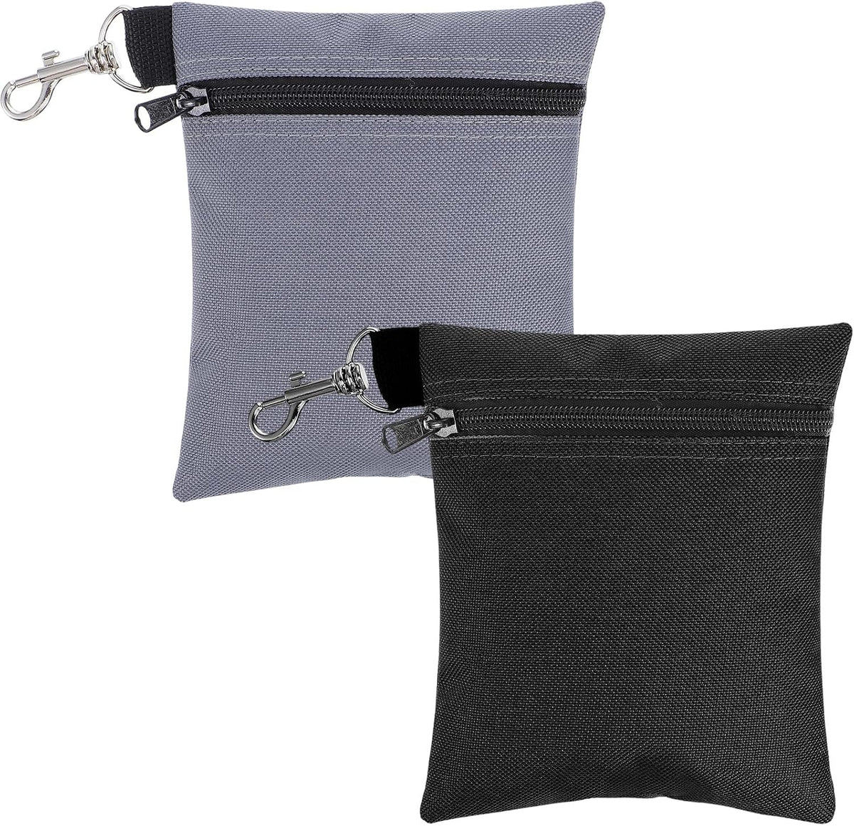 2 Pcs Golf Tee Bag, 6.57 X 5.51 Inch Golf Ball Bag Pouch, Golfs Zippered Pocket with Lobster Claw Clip, Tees Ball Storage, Balls, Valuables Gift Accessory Pouch for Men Women