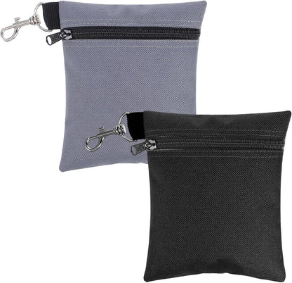 2 Pcs Golf Tee Bag, 6.57 X 5.51 Inch Golf Ball Bag Pouch, Golfs Zippered Pocket with Lobster Claw Clip, Tees Ball Storage, Balls, Valuables Gift Accessory Pouch for Men Women