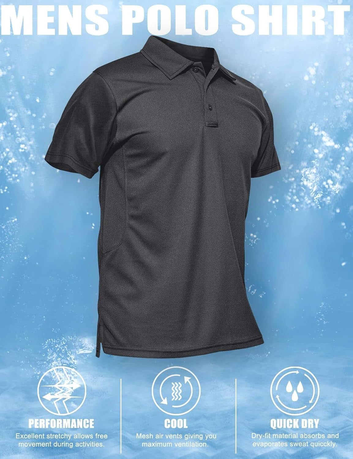 Men'S Polo Shirt Quick Dry Performance Short Sleeve Tactical Shirts Pique Jersey Golf Shirt