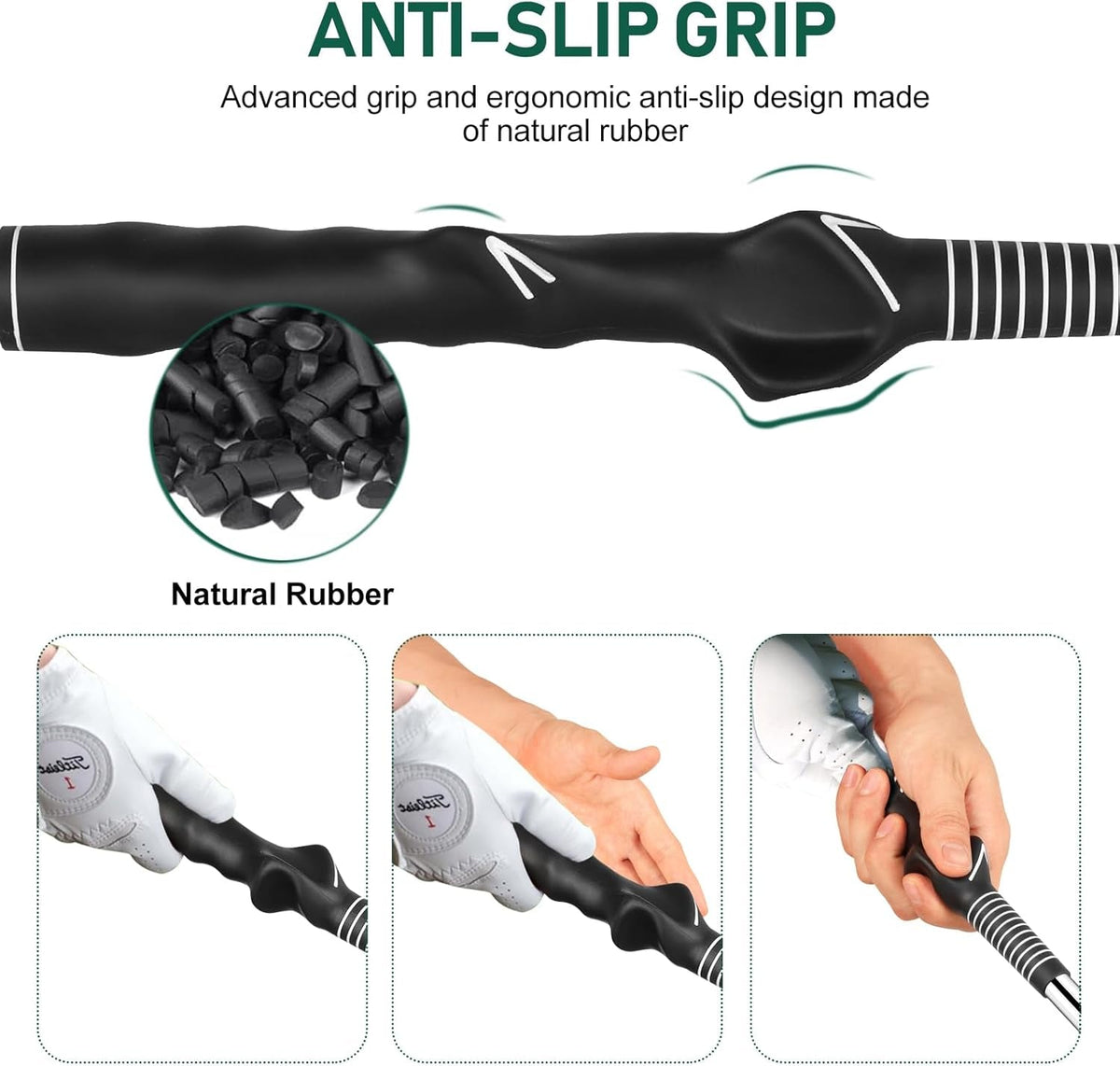 Retractable Golf Swing Trainer with Golf Grip Trainer & Arm Band | Telescopic Club Retractable Golf Swing Training Aid /Tempo Stick Golf/Warm Up/Indoor Golf Practice | Golf Grip Trainer
