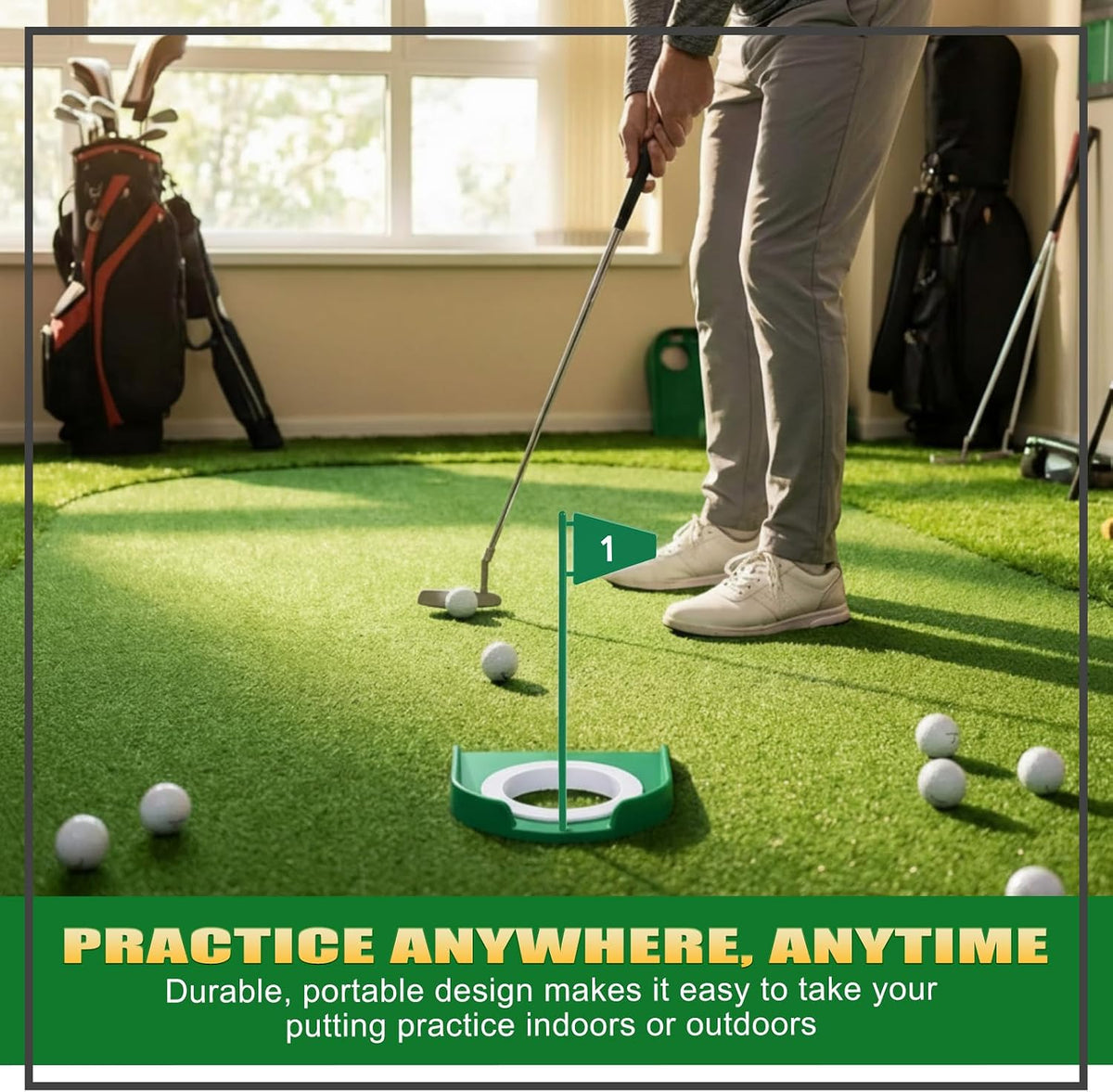 Golf Putting Practice Cup Hole Training Aids Golf Accessories Training Putters with Plastic Flag for Adult Office Garage Yard Indoor Outdoor Practice