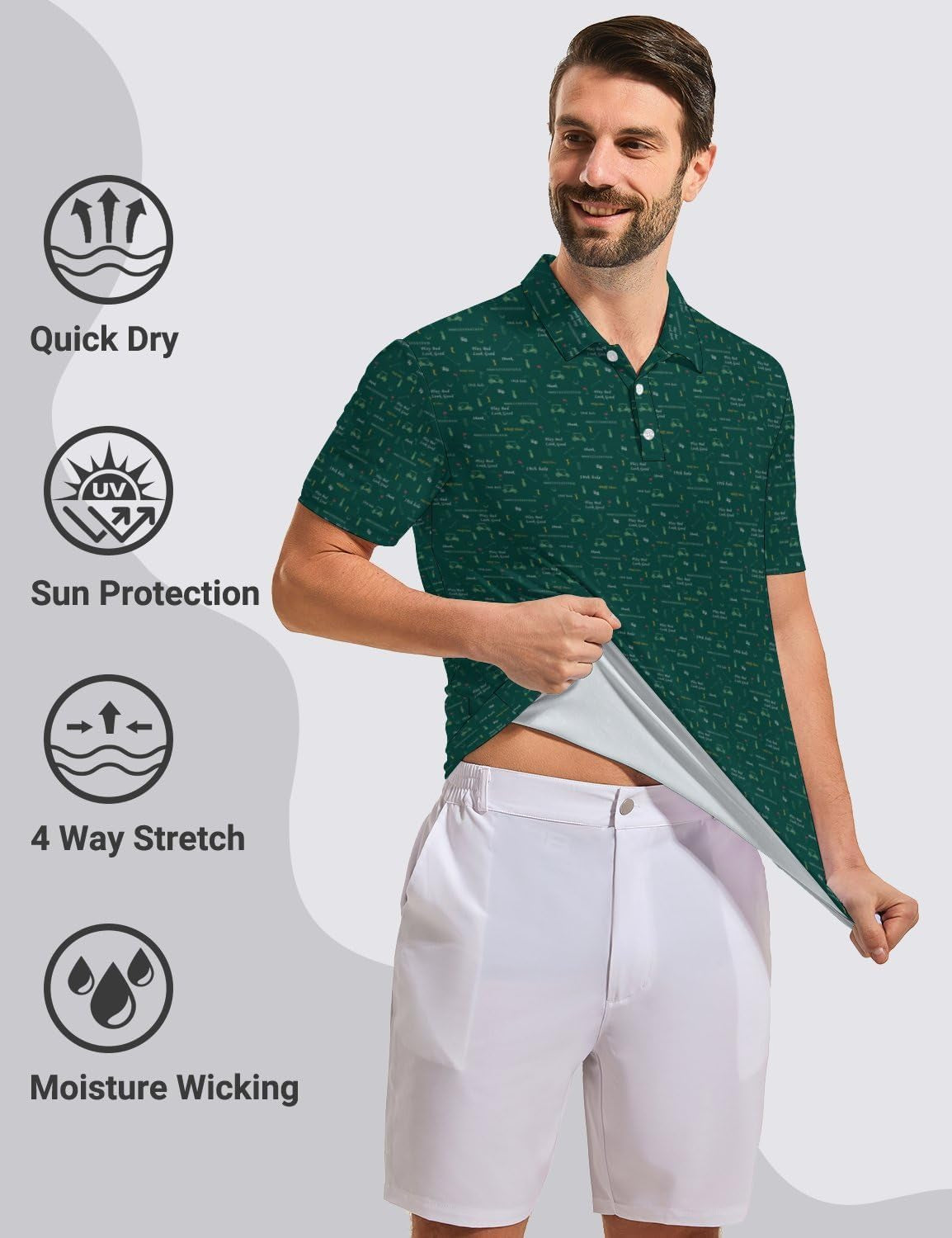 Golf Shirts for Men Moisture Wicking Golf Polo Shirts Quick Dry Short Sleeve Polo Shirts for Men