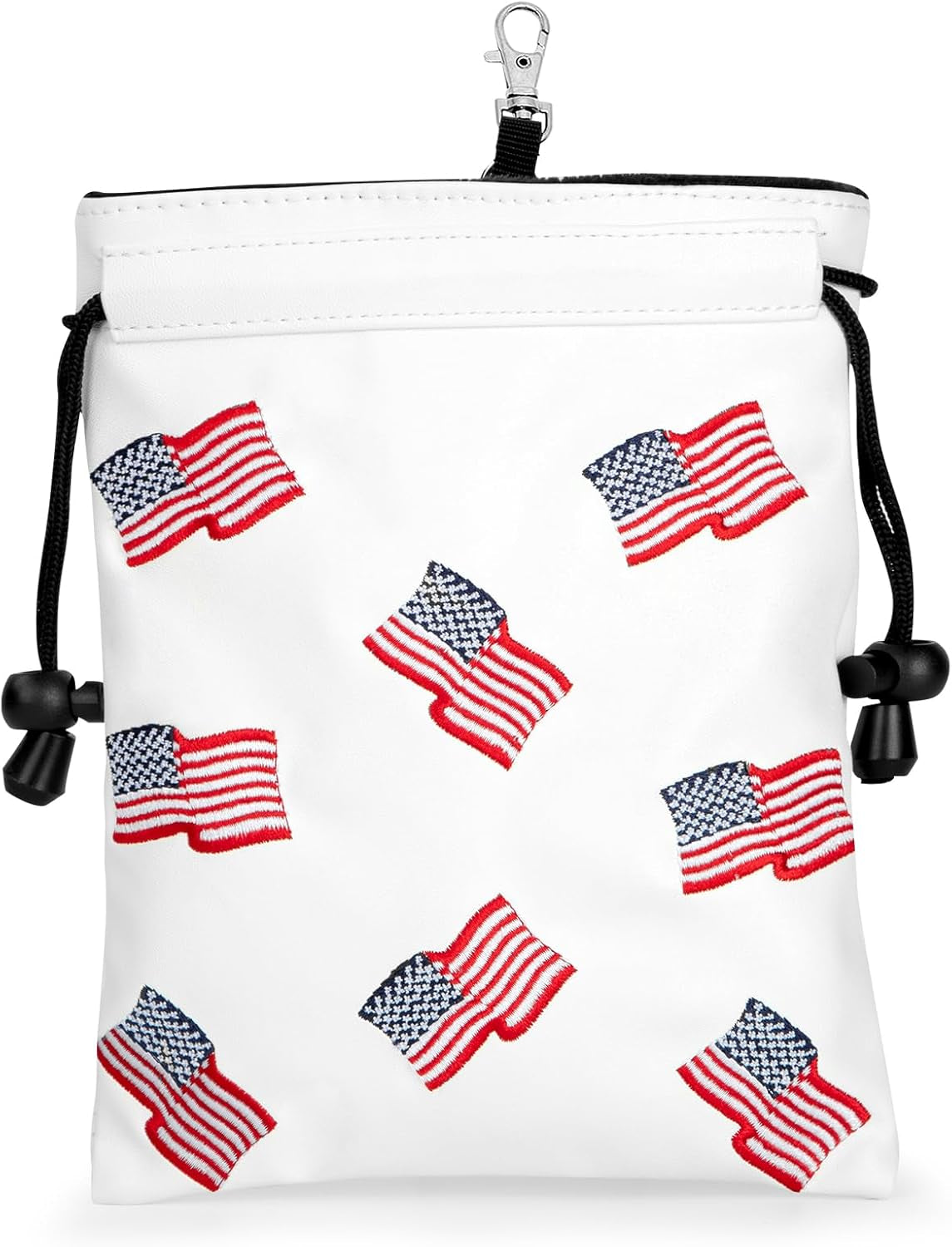 US Patriotism Golf Valuables Pouch Bag with Drawstrings | Premium Faux Leather Golf Tee Pouch Accessorries for Men