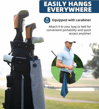 Golf Magnetic Towel - Premium Ultra-Absorbent Microfiber Golf Towel with Magnet for Golf Carts or Clubs