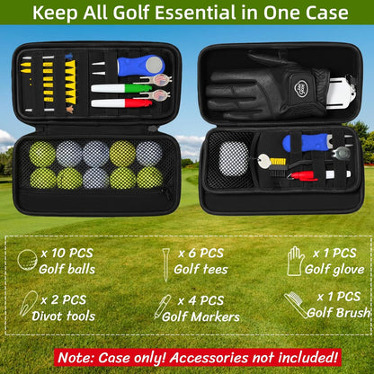Golf Glove Holder Case with Removable Glove Shaper,Hard Shell Protective Golf Accessories Organizer Bag Fits Balls,Tees,Markers,Golf Gift for Men Women Golfers