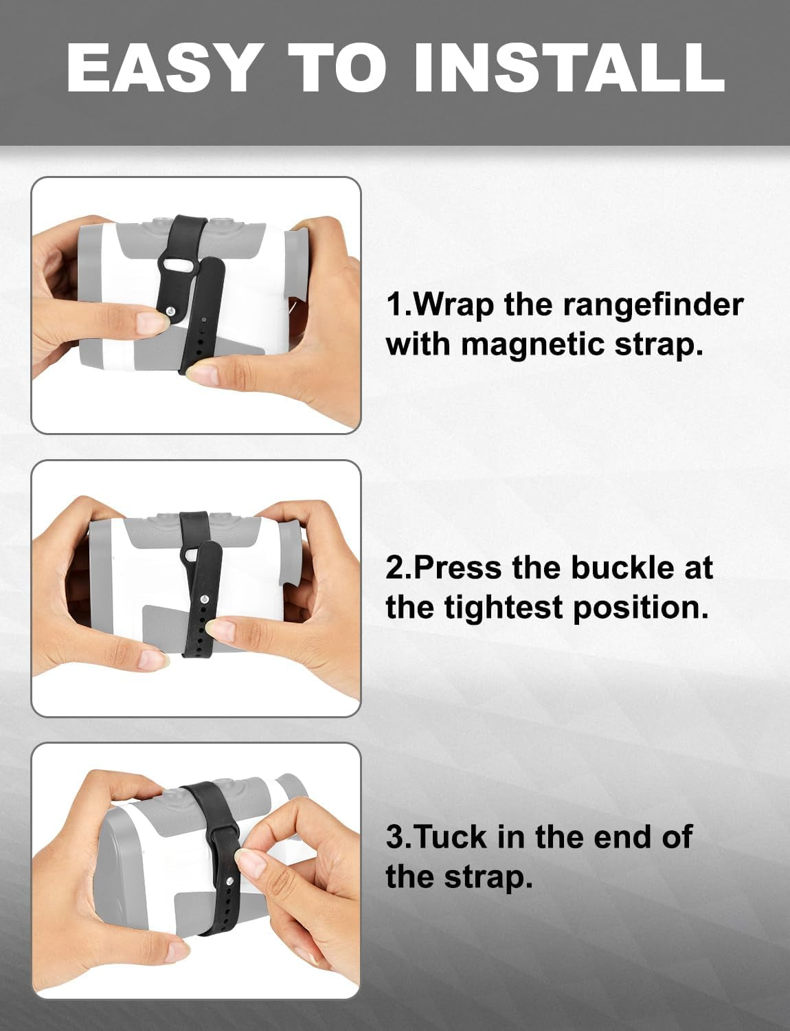 Golf Rangefinder Magnetic Strap Holder with Strong Magnet | Adjustable Slim Range Finder Wrap, Golf Cart Mount, Easy Access & Clean