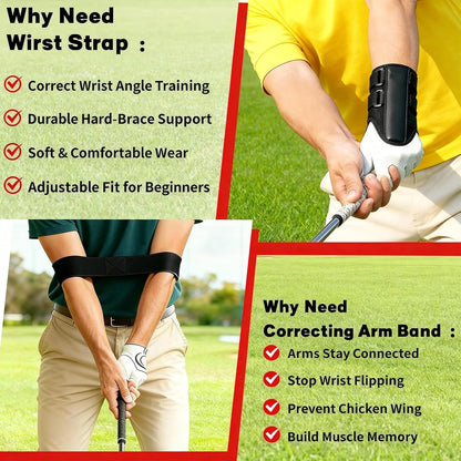 2Pcs Wrist Trainer Pro Golf, Final Putt Wrist Trainer, Golf Wrist Brace with Slider Golf Training Aid, Golf Swing Corrector for Wrist Angle and Muscle Memory Development