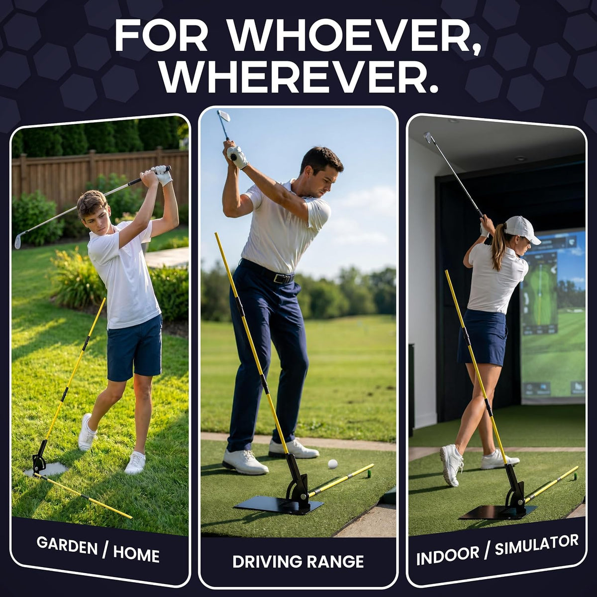 Golf Swing Plane Trainer with Alignment Stick Holder | Golf Alignment Stick Holder Training Aid for Swing Path, Tempo & Ball Striking | Adjustable Golf Training Aid for Indoor & Outdoor Practice